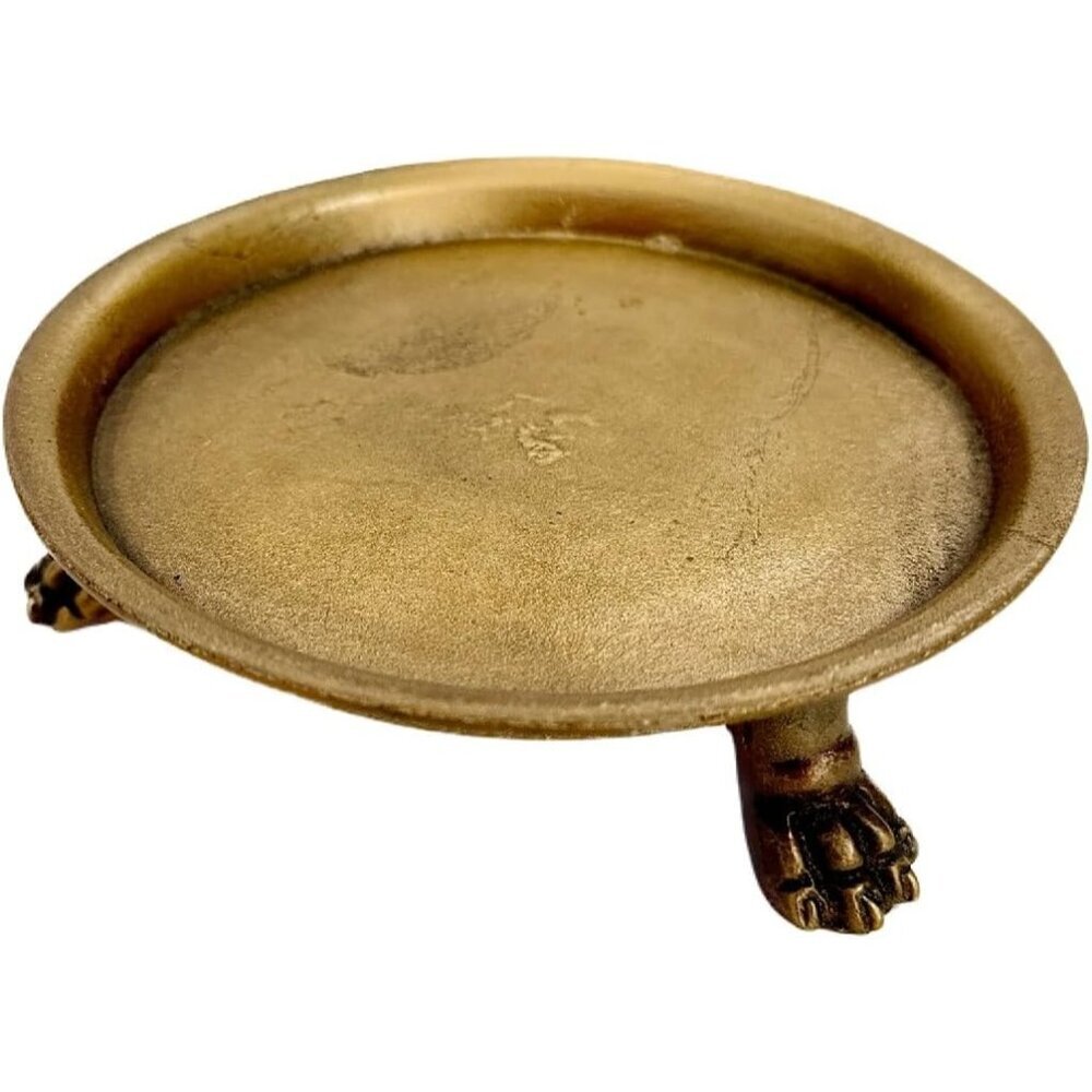 100% Solid Brass Clawfoot Candle Dish Pedestal Dish Candle Holder Jewelry Holder - Picture 1 of 4